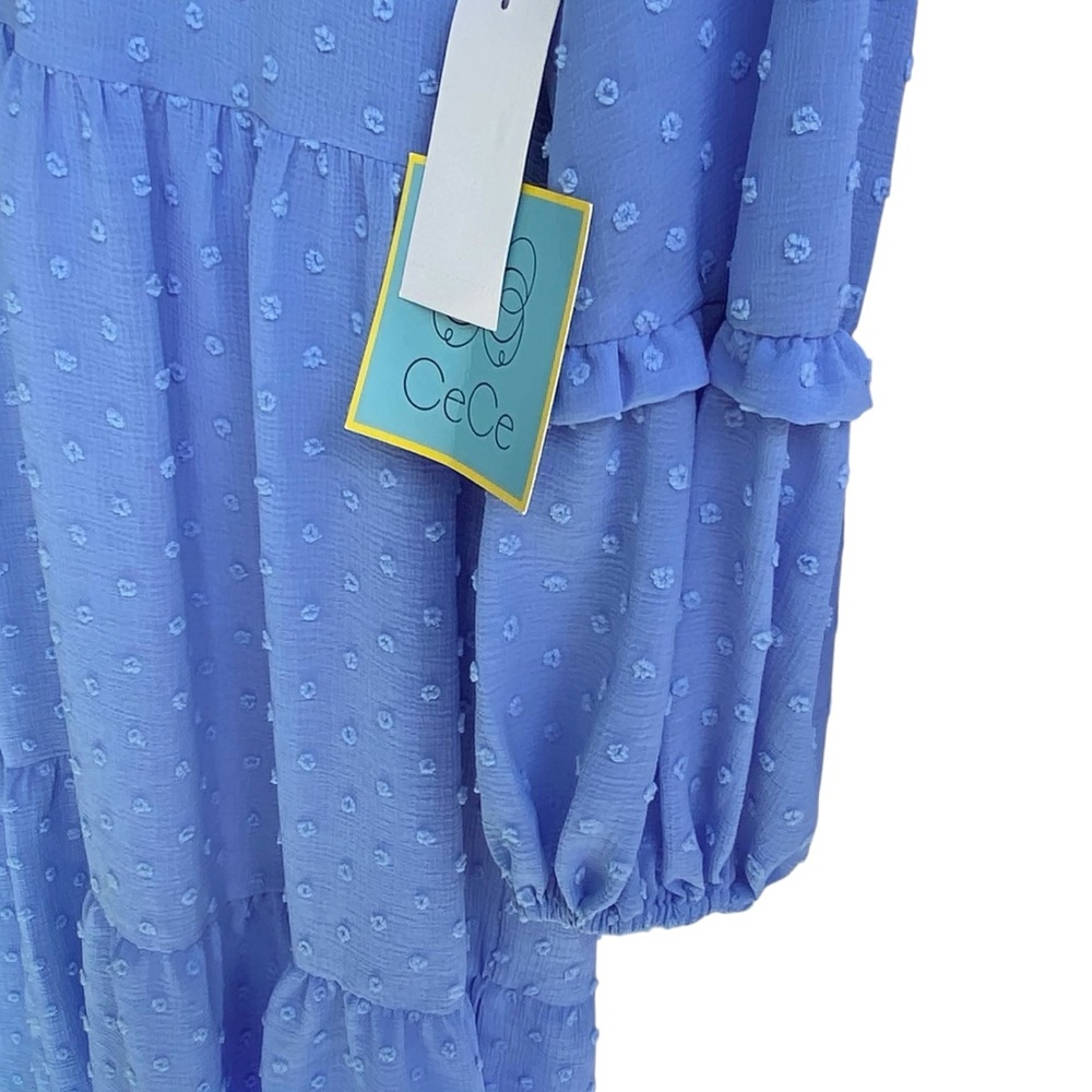 CeCe Swiss Dot Babydoll Dress Blue Jay Long Sleeve Womens Plus Size 1X NWT - Picture 5 of 9